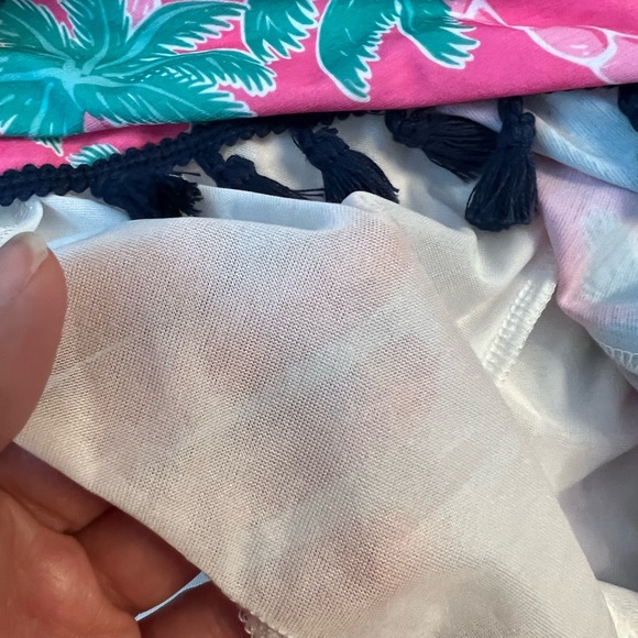 Simply Southern Pink and Green Shorts with Navy Blue Pom Poms Size S/M - Picture 6 of 8